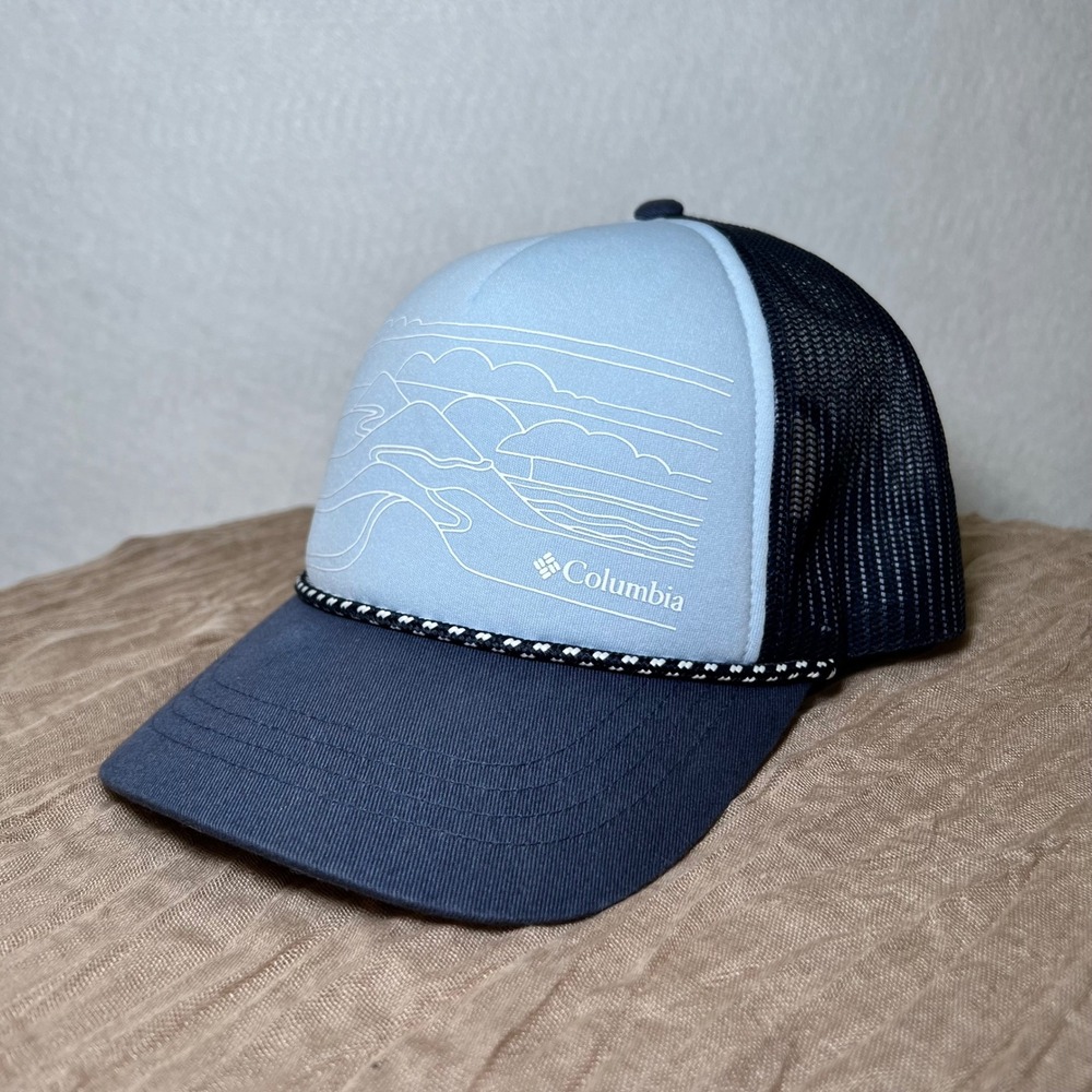 Columbia Blue Mountain Graphic Trucker Hat Snapback Retro Rope Gorpcore Outdoor